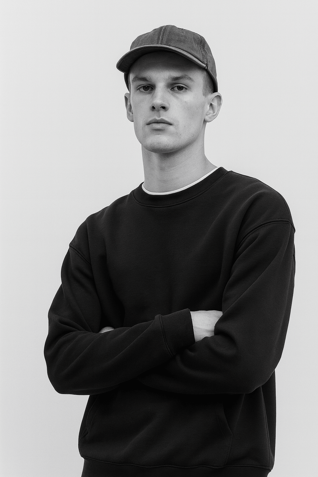Foundation model in a monochrome portrait